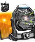30000mAh Solar Camping Fan With 10W Solar Panel Rechargeable Outdoor Tent Fan And LED Lantern Battery Powered Fan