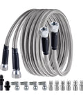 6AN PTFE Fuel Line Kit With Stainless Braided Hose 5.8ft Long High Pressure Up To 3000 PSI Compatible With TH350 TH400 4L60E 4L80E 700R4 Transmissions And Ford C5 Oil Cooler And Fuel Lines