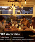Edison Style Vintage LED Bulbs With Retro Vibes illuminating a dining room with 2700K warm white light for cozy ambiance