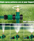 4 Pack Flexible Sprinkler System With Spike Base For Above Ground Lawn Irrigation, 360° multi-pattern spray on grass