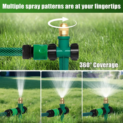 4 Pack Flexible Sprinkler System With Spike Base For Above Ground Lawn Irrigation, 360° multi-pattern spray on grass