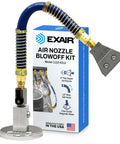 Flat 2 Inch Pro Grade Super Air Nozzle Blowoff Kit with Stay Set Hose and Magnetic Base USA Made with 12 Inch Hose