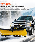 Snow Plow Blade Markers And Guides Kit 27 Inch with 304L stainless steel base on truck clearing snowy road