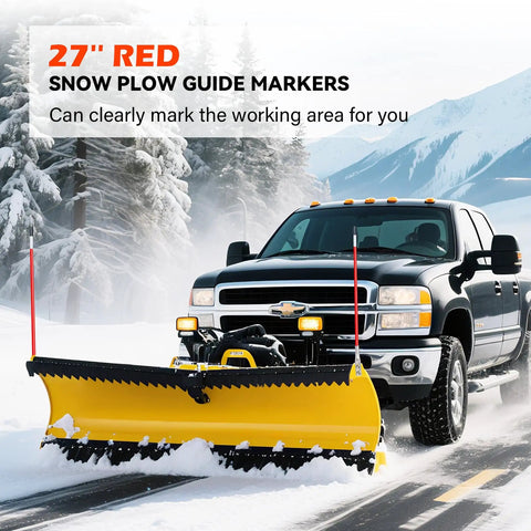 Snow Plow Blade Markers And Guides Kit 27 Inch with 304L stainless steel base on truck clearing snowy road