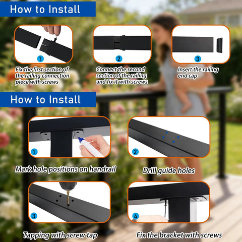 Step-by-step installation guide for Matte Black 12-20 ft Cable Railing Post Kit with 4 Posts, 206 ft of Stainless Steel 1/10 Inch Wire Rope