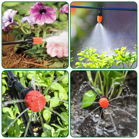 Drip Irrigation Kit For Garden And Greenhouse With 1/4 Inch Tubing Automatic Watering System To Save Water For Flower Beds
