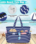 Extra Large Waterproof Beach Bag Tote With Zipper Wet Pocket 50L Capacity Ideal Pool Bag For Women And Men Durable Tote
