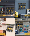 Heavy Duty Floating Power Tool Organizer Wall Mount Rack For Tools And Drills Two Pack Garage Storage Solution with Hooks