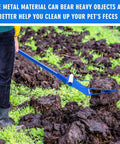 Person using Three Sets Metal Manure Fork With Long Handle Pitch Fork Muck Rake For Gardening Horse Stall Stable Cleanup And Farm Work Heavy Duty 15 By 11 Inch Head Blue in garden