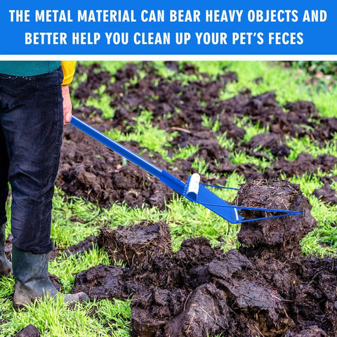 Person using Three Sets Metal Manure Fork With Long Handle Pitch Fork Muck Rake For Gardening Horse Stall Stable Cleanup And Farm Work Heavy Duty 15 By 11 Inch Head Blue in garden