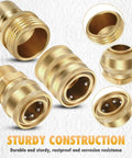 Pressure washer adapter set, gold brass with knurled ends; 4 pieces for garden hoses.