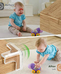 Tough As Nails Table Corner Guards 8 Pack Giant T Shaped Corner Protectors For Baby on furniture with child playing safely.