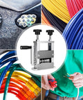 Heavy Duty Wire Stripper Machine Precision Power Tool Attach For Drill Operation Electrician Gear Durable Alloy Build with wires and tool.