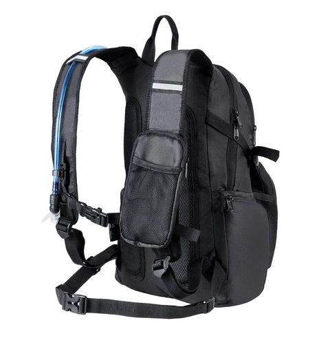 Side view of Hydration Backpack With 2L Water Bladder, 25L Large Capacity Daypack, showing straps and multi compartment design.