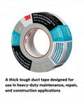 Extra Heavy Duty Duct Tape 6969, Silver, Industrial Strength, 1 Roll, 48 mm x 54.8 m, Cloth Backing, Tearable, Abrasion Resistant