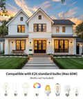 Black Outdoor Wall Lights Set Waterproof Patio Sconces Crafted From Rust Resistant Die Cast Metal And Tempered Wave Glass Ideal For Backyards And Entryways Sleek Modern Build That Braces Against Snow And Rain Hella Tough Construction Set Of Two mounted on an elegant modern home, compatible with E26 bulbs.