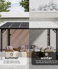 10X12 Outdoor Gazebo For Patio And Deck With Sloped Roof Wall Mounted Tough As Nails Pergola Awnings in summer and winter settings