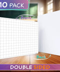 Flexible 11x14 Dry Erase Sheets For Math Practice With Quad Graph Whiteboard Sheets Classroom Pack Of 10 showing front and back.