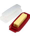 Heavy Duty Butter Dish With Clear Cover That Is Dishwasher Safe Durable Thick Plastic White Base 7.8 By 3.1 By 2.1 Inches Colors May Vary Keeps Butter Fresh And Ready To Spread