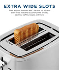 2 Slice Stainless Steel Toaster With Extra Wide Slots For Bagels, Bread, Waffles And More, toaster with bread slice visible