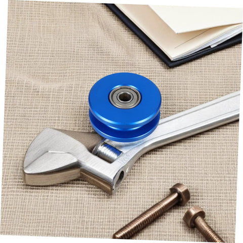 Aluminum U Groove Pulley For Gym Cable System Dual Bearing Silent Roller Stable Home Gym Fitness Gear For Smooth Weight Lifting Compact Quiet Durable Cable Pulley For Any Workout Setup blue pulley on metal wrench