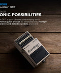 7 Band Graphic EQ Pedal For Guitarists With 100 Hz To 6.4 kHz Tones, Compact And Rugged on wooden surface