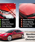 Image showing comparison of car paint finish with and without Spotless Car Wash Water System With Deionizer For Ultra Low TDS Rinse No Wipe Shine Every Time 50 Gallon Deionized Water Filter For Detailing And Exterior Cleaning, highlighting spotless shine on left.