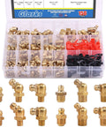 156 Piece Metric And SAE Hydraulic Grease Fittings Kit With Brass Zerk Nipples displayed in an open case