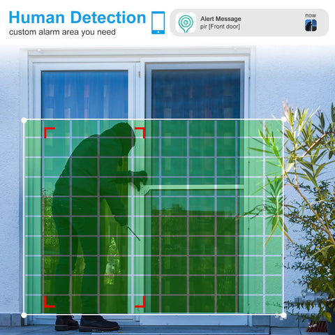 Diagram showing human detection alert for 2K Wireless Video Doorbell Camera With Real Time Alerts 2 Way Audio Battery Powered.
