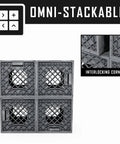 UC01 Modular Collapsible Crates 3 Pack in Gray, Stackable Storage Cubes for Garage, Closet, Office and DIY Projects, Omni Stackable Design