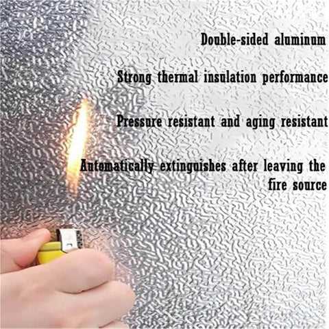 Self Adhesive Fridge Insulation Heat Shield Panel 48 By 40 Inches shown with flame resistance demonstration