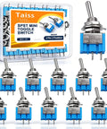 SPST Mini Toggle Switch 2 Pin 2 Position On Off 6A 125V Latching Toggle Switch MTS101 Pack Of 10 Blue And Silver Metal Body