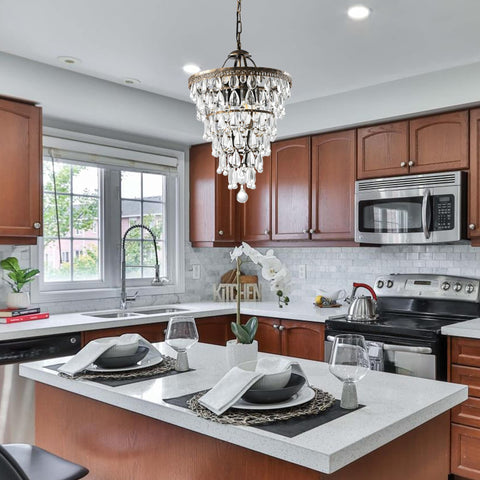 Showstopping Bronze Crystal Chandelier For Dining Rooms And Living Areas Classic Modern Ceiling Light in kitchen view