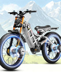 Dual Motor Electric Bike For Adults 4000W Peak Power Slashes To 46 Mph With A Massive 70Ah Battery showcasing fat tires and powerful motors.
