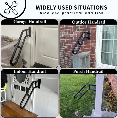 Upgraded Stair Handrails For One To Three Steps Wall Mounted Safety Grab Bar With Matte Finish in various settings