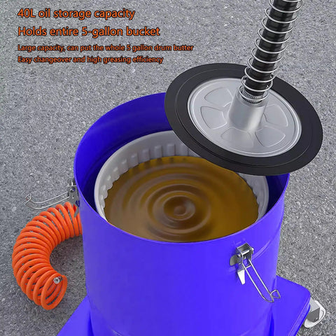 Heavy Duty Pneumatic Grease Pump For 5 Gallon Drums, 70 To 1 Pressure Ratio, 40L Capacity showing inside of pump with coil spring