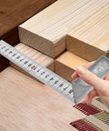 Stainless Steel 90 Degree Ruler L Square Right Angle Ruler For Woodworking And Model Making A Handy Pro Grade Precision Metal Square For Carpenters And Machinists In Home Shops showing accurate measurement on wood surface.