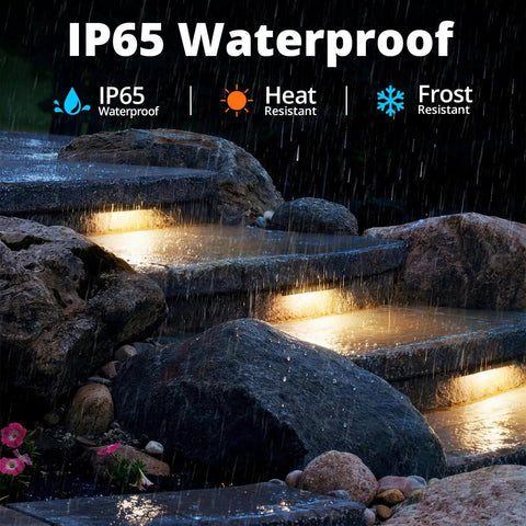 Outdoor stairs lit by Eight Pack 6.8 Inch LED Hardscape Lights Low Voltage Waterproof Retaining Wall Outdoor Step Lighting 2700K 1.5W Die Cast Aluminum Housing Weatherproof