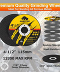 PRETEC 4.5in grinding wheel set with flap discs and cut-off wheels, yellow label, 7/8in arbor