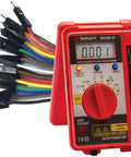 Pocket Sized 4000 Count Digital Multimeter With Auto Range For AC DC Voltage Up To 600V in red with leads.