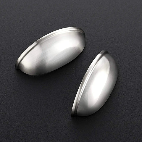 Two brushed nickel cup pulls from 10 Pack 3 Inch Drawer Pulls Brushed Nickel Cup Pulls For Cabinets And Kitchen Hardware Upgrade Your Cabinets With Durable Handles For Drawers Wardrobes Easy Install Center To Center 3 Inch Replacement Knobs