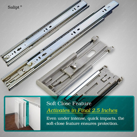 18 Inch Soft Close Drawer Slides Set Of 6 Pairs 12 Pieces Full Extension Side Mount Ball Bearing Quiet Glide Rust Resistant
