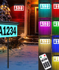 Solar Address Sign for Outside With Remote, Color Changing RGB LED Number Plaque, 9 Modes and 3000K Warm White, Waterproof Outdoor House Numbers, Dusk to Dawn Auto On, Energy Saving Yard, Street, and Home Sign