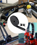 Drag Chain Cable Carrier 10x15mm Open Type for 3D Printer and CNC Router, 39.3 inch black plastic with end connectors in various applications