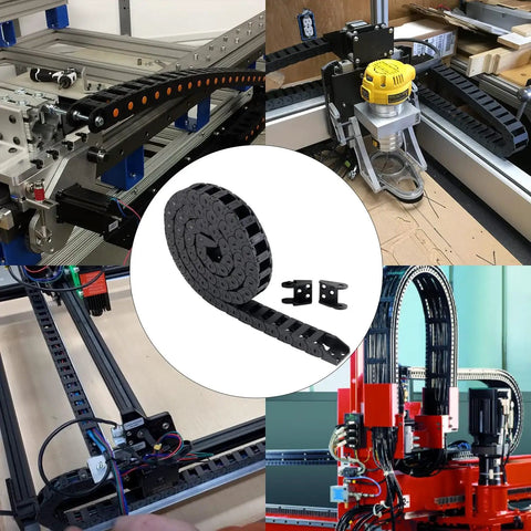 Drag Chain Cable Carrier 10x15mm Open Type for 3D Printer and CNC Router, 39.3 inch black plastic with end connectors in various applications