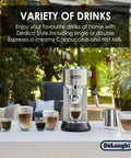 Game Changer Automatic Espresso Machine With Solid 15 Bar Pressure And Easy Dials For Killer Cappuccinos And Creamy Lattes Compact 35 Oz Metallic Coffee Brewer Built For Smooth Sipping And Chill Weekend Grinds with various drinks displayed.