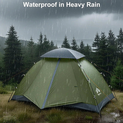 Upgraded Backpacking Tent For 1 Or 2 People With Dope Easy Clip Setup Heavy Rainproof Lightweight and Compact in heavy rain forest setting