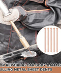Worker using welding stud and pin for auto body spot welding, highlighting Bulk Pack Of 500 Welding Studs And Stud Welder Pins for repairs