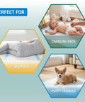 Top Shelf Super Absorbent Disposable Underpads 17 X 24 Inches Bone Dry Finish 100 Count Leak Proof Chux Pads used as bed pads, changing pads, and for puppy training.