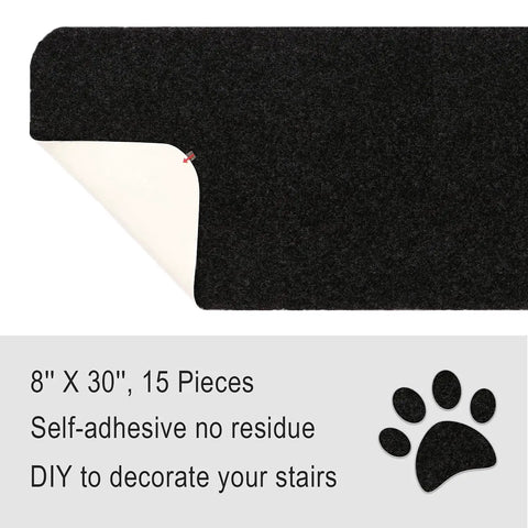 Non Slip Stair Treads For Wood Steps Peel And Stick 8x30 Inch Runner Rug Black 15 Pack Kid Friendly Pet Safe Grip Easy Install Anti Slip Stair Protector For Hardwood